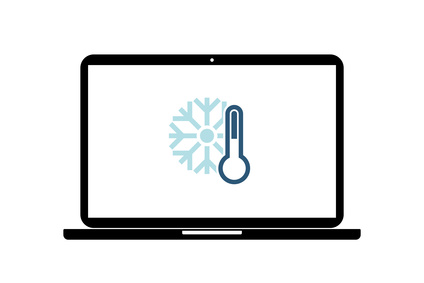 Protéger mon ordinateur du froid-computer-pc avec de la neige froide et un thermomètre-clinique-micro-pc